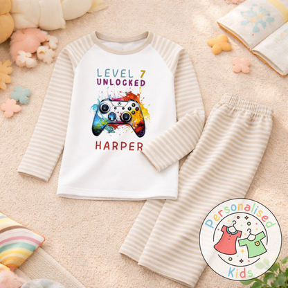 Personalised Level Unlocked Gamer Birthday Pyjamas GD002