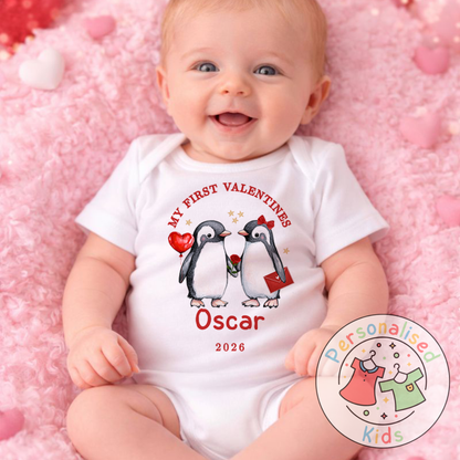 Personalised “My First Valentines” Baby Grow, Long-Sleeved Bodysuit and Romper V022