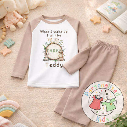 Personalised Woodland “When I Wake Up I Will Be…” Birthday Pyjamas (Name & Age) | AW001