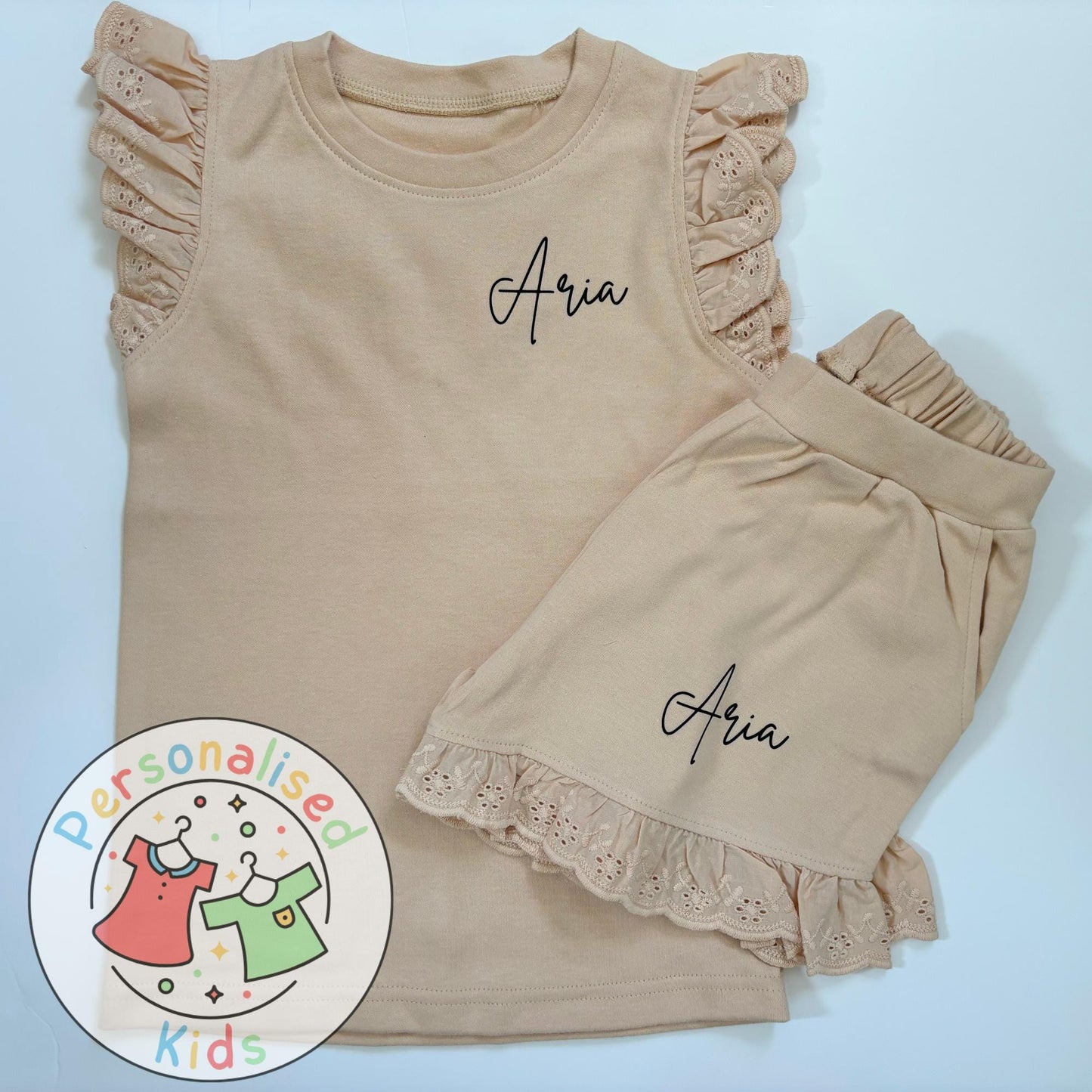 Adorable Girls Frilly Anglaise Summer Sets