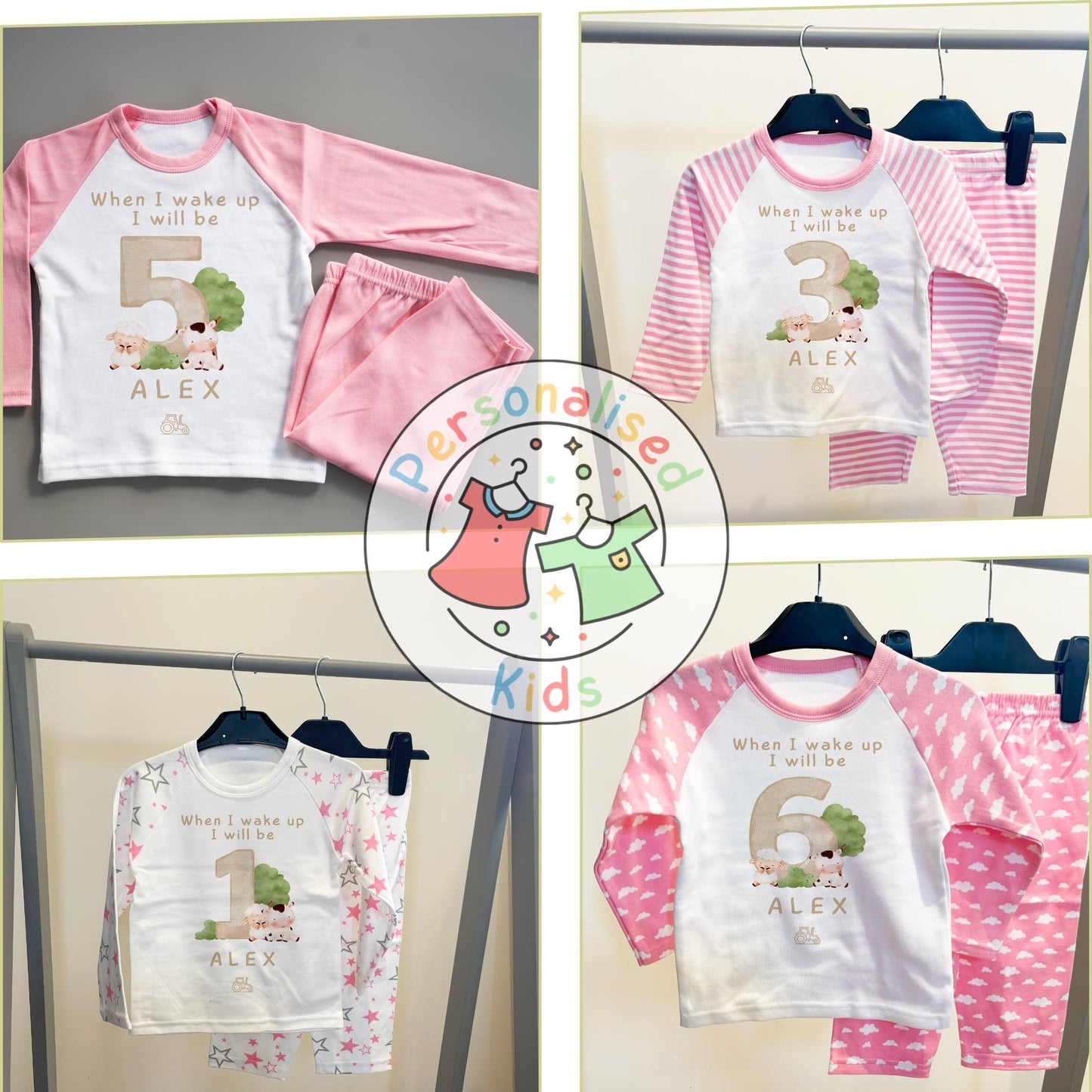 Personalized Farm Animal Birthday Pyjamas – Perfect for Little Farmers!
