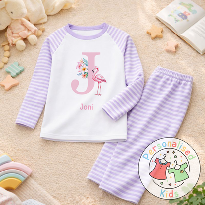 Personalised Pink Flamingo Kids Pyjamas PF002
