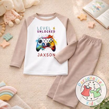 Personalised Level Unlocked Gamer Birthday Pyjamas GD002