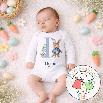 Personalised Easter Bunny Initial Baby Outfit BE001