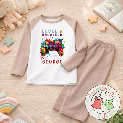 Personalised Level Unlocked Gamer Birthday Pyjamas GD001