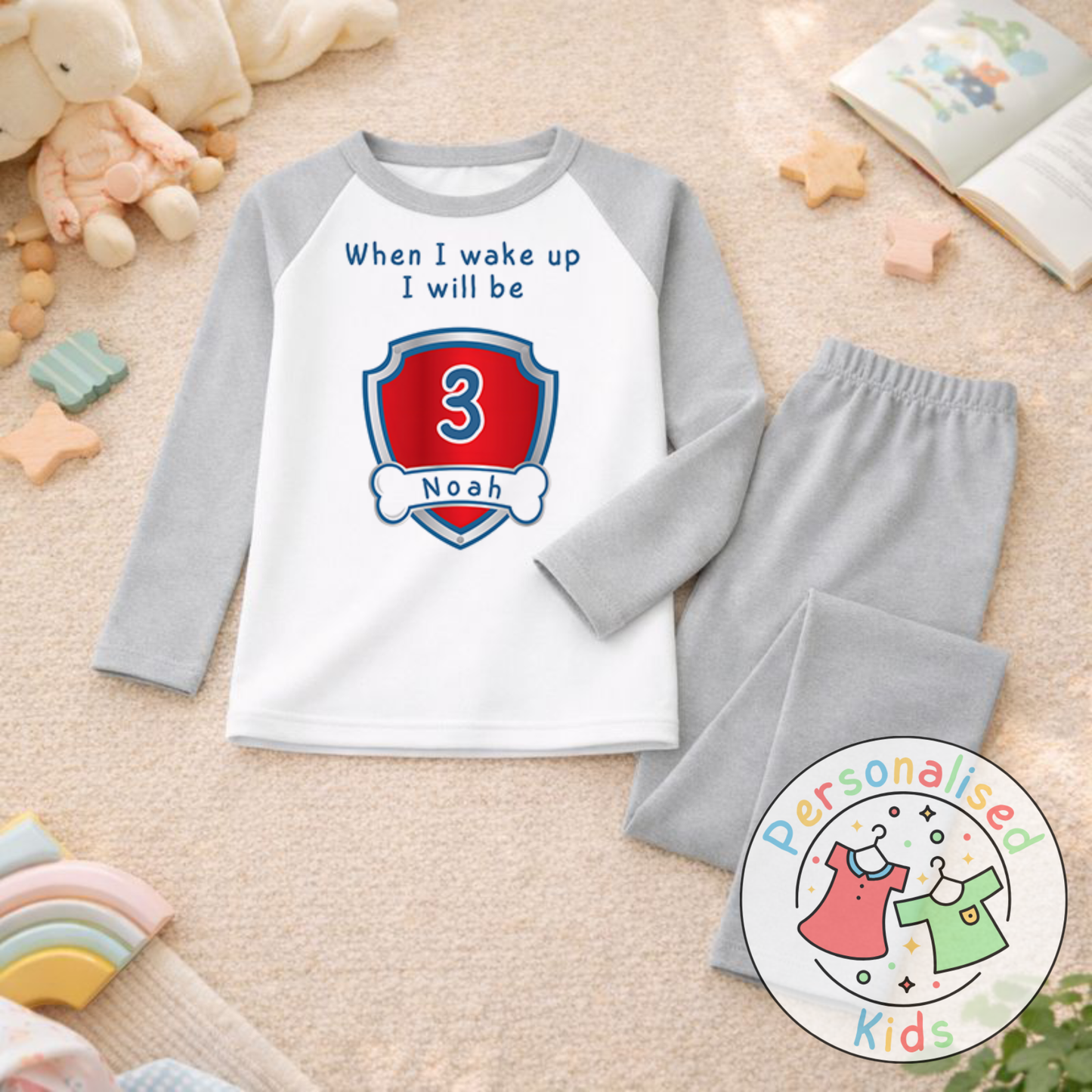 Personalised "When I Wake Up, I Will Be" Birthday Pyjamas – Custom Age & Name PP001