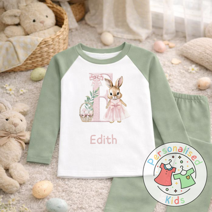 Personalised Easter Bunny Initial Pyjama Set, PE001