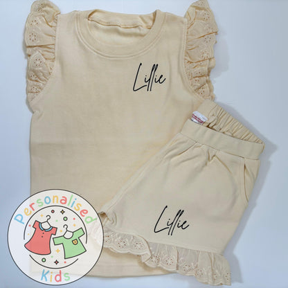 Adorable Girls Frilly Anglaise Summer Sets