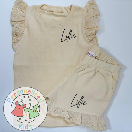 Adorable Girls Frilly Anglaise Summer Sets