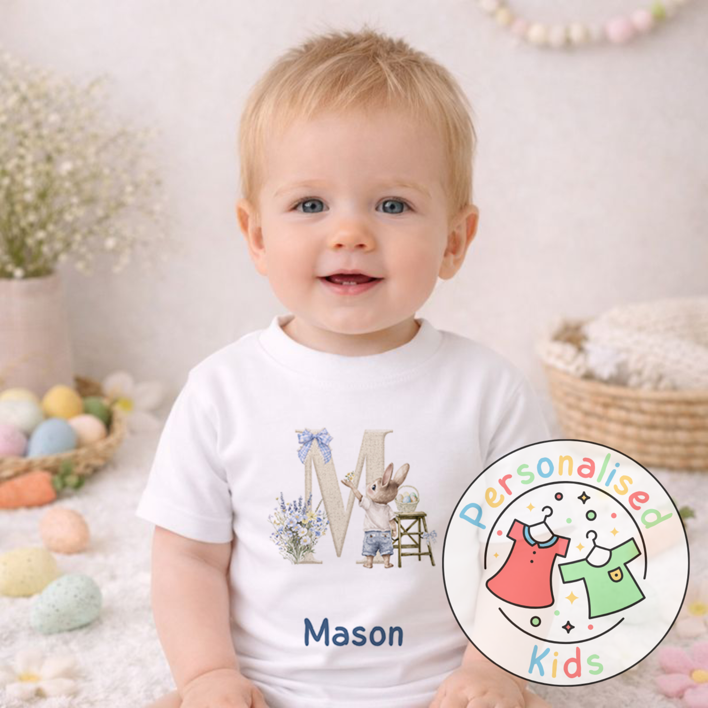 Personalised Easter Bunny Initial T-Shirt, BE005