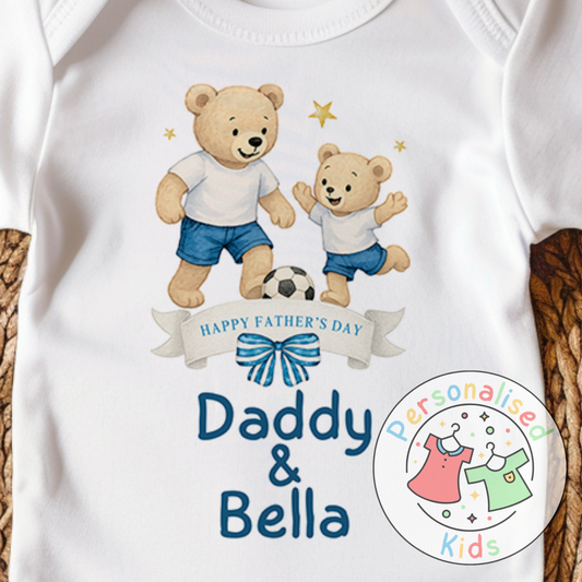 Personalised Father’s Day Top – Daddy & Me Teddy Bears Playing Football