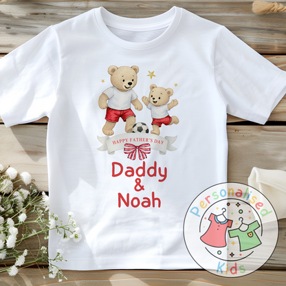 Personalised Father’s Day Top – Daddy & Me Teddy Bears Playing Football