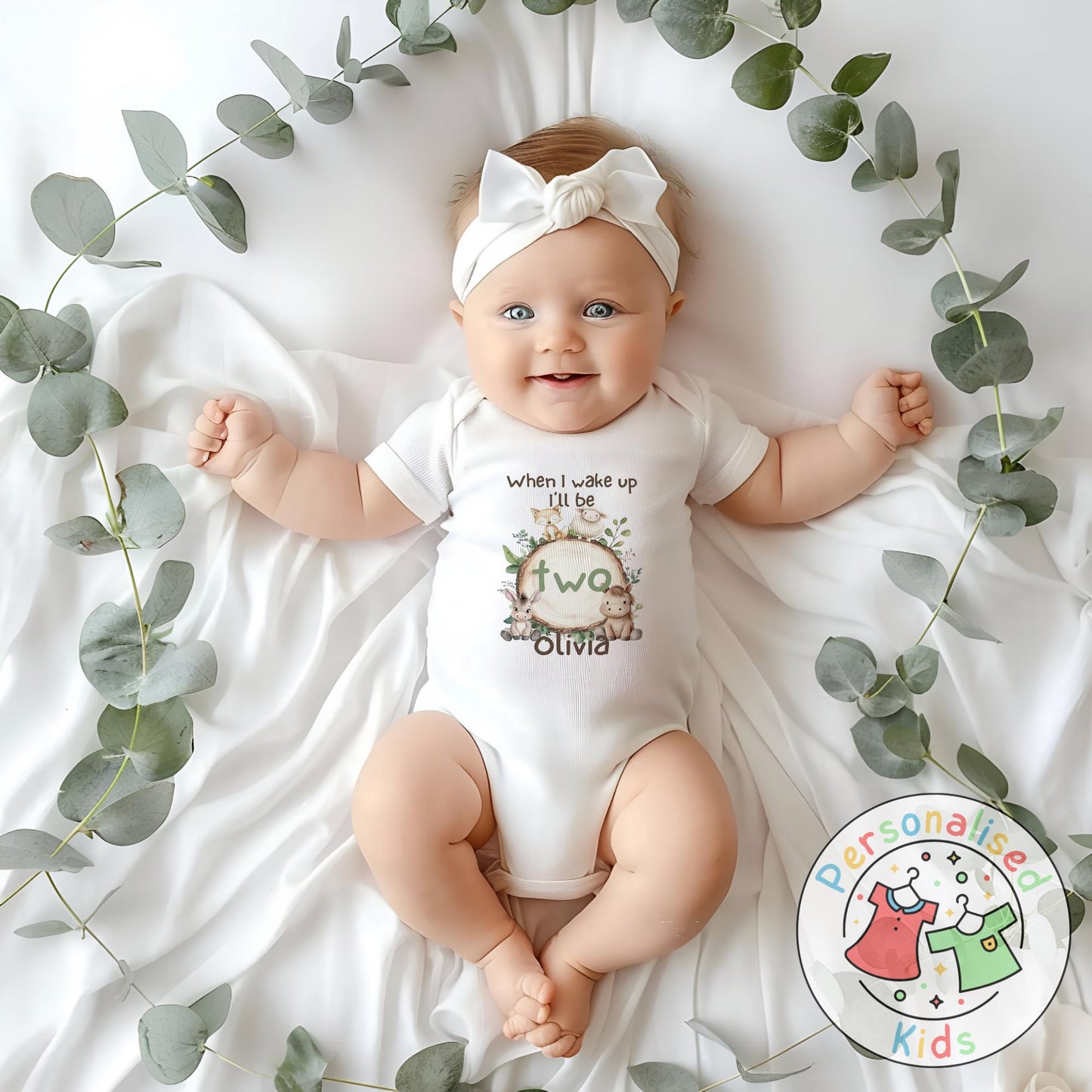 🦊🐴 Personalised "When I Wake Up, I Will Be" Woodland Animal Birthday Baby Grow, Bodysuit, or Sleepsuit 🐑🐴