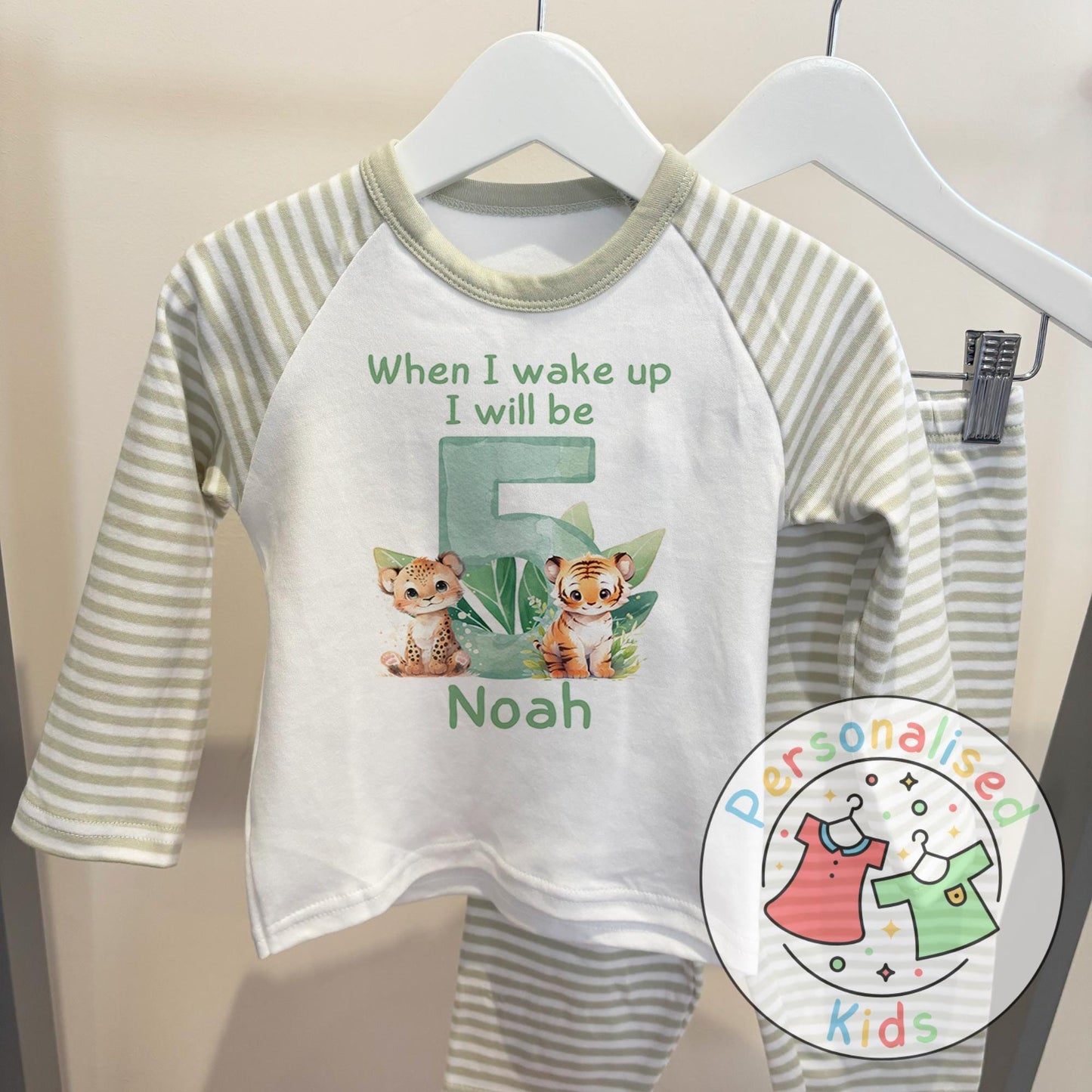 Personalized Safari Animal Birthday Pyjamas – Cute & Comfy for Your Little Explorer!
