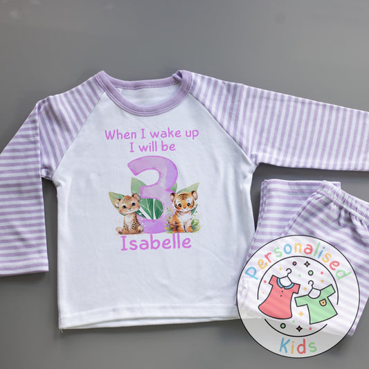 Personalized Safari Animal Birthday Pyjamas – Cute & Comfy for Your Little Explorer!