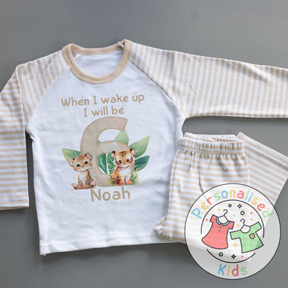 Personalized Safari Animal Birthday Pyjamas – Cute & Comfy for Your Little Explorer!
