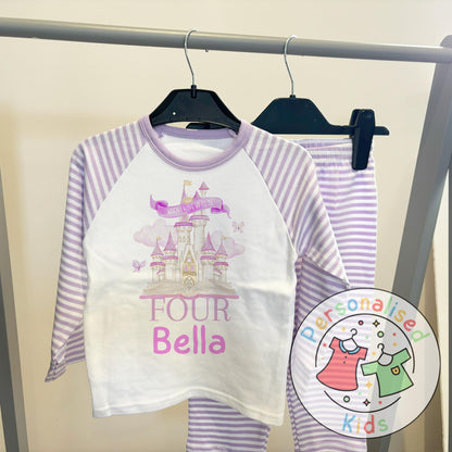 “When I Wake Up I Will Be…” Fairy Tale Castle Birthday Pyjamas – A Dreamy Way to Celebrate! Purple