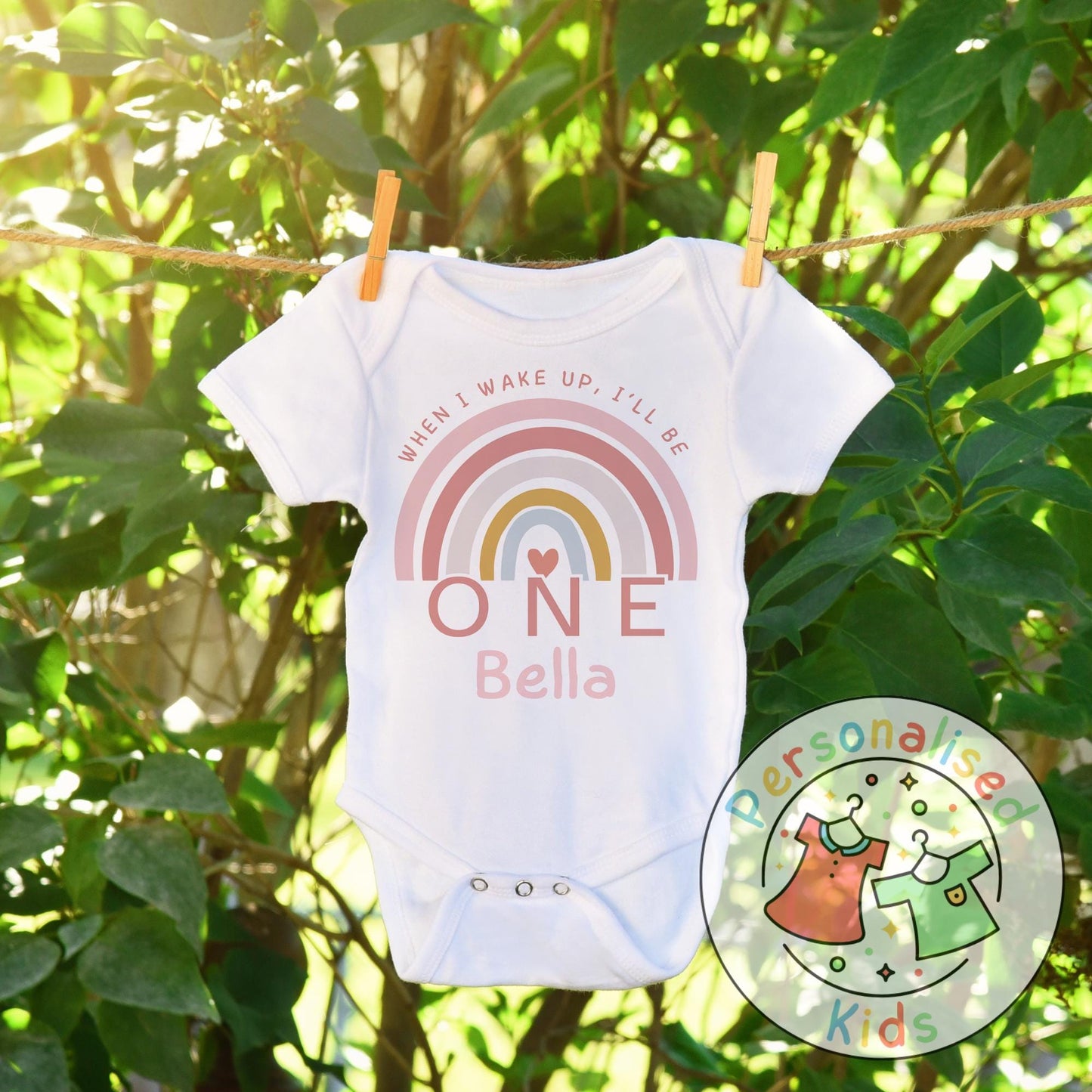 🌈 Personalised Pink Rainbow “When I Wake Up, I Will Be” Baby Grow, Bodysuit, or Sleepsuit 🌈