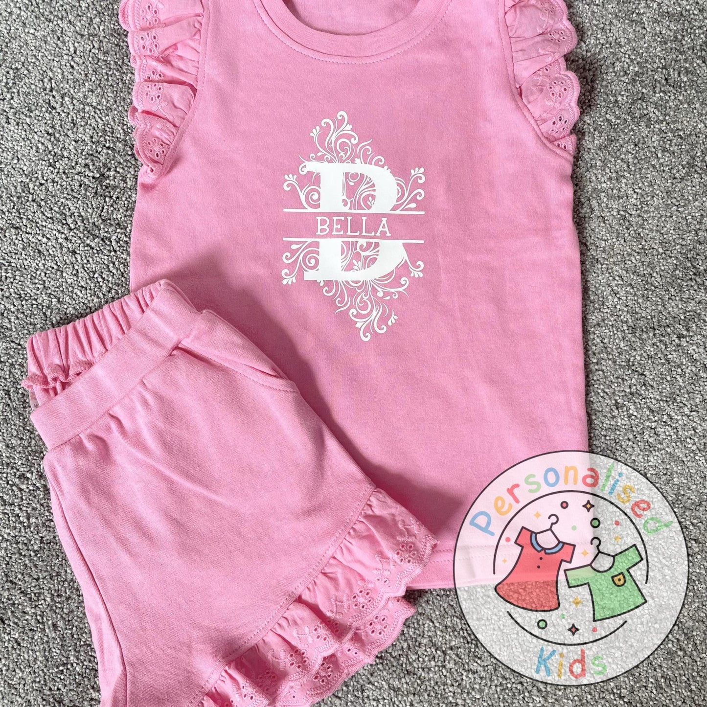 Adorable Girls Frilly Anglaise Summer Sets