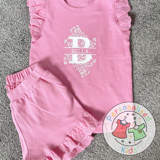 Adorable Girls Frilly Anglaise Summer Sets