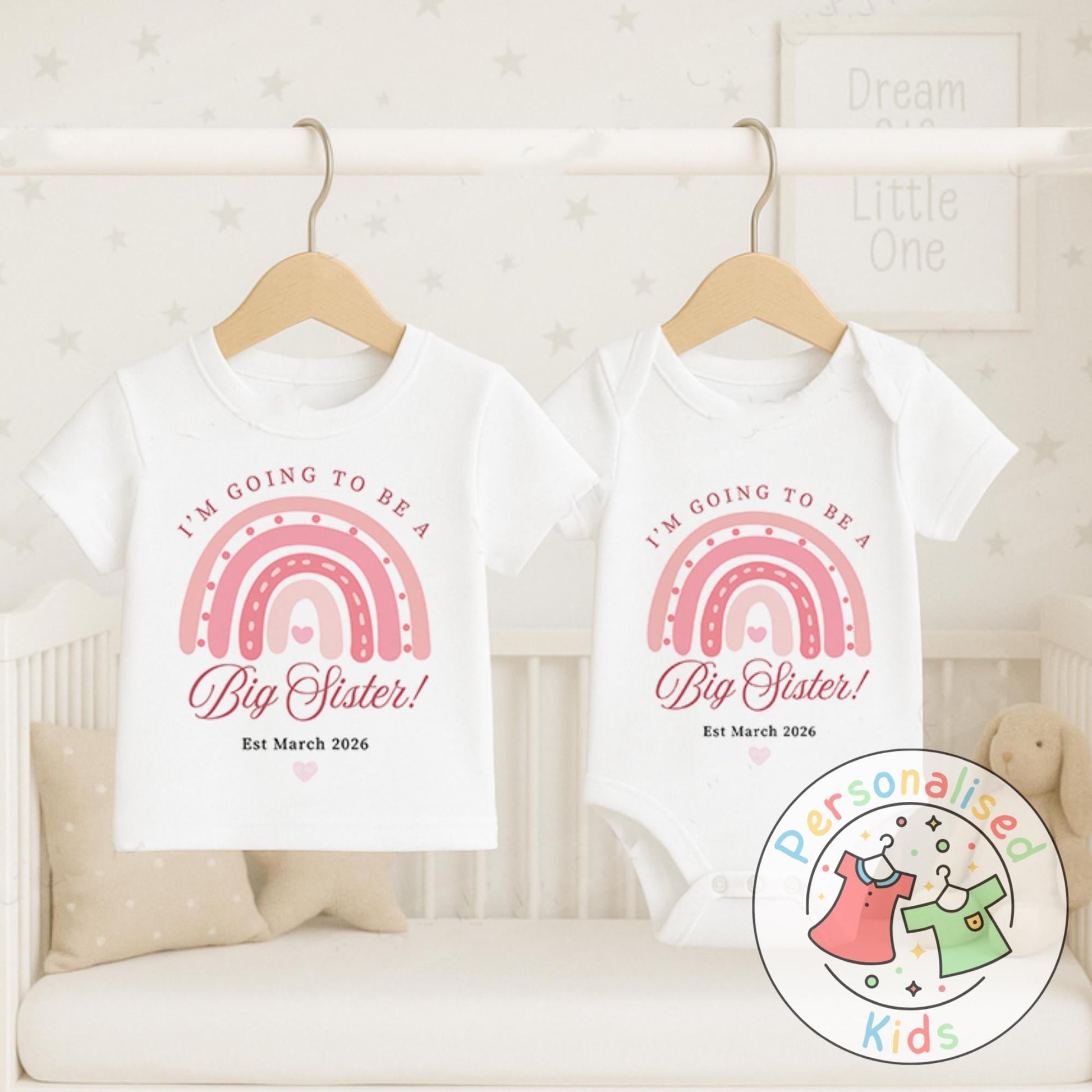 Celebrate the sweetest promotion with our adorable "Promoted to Big Sister" outfits – perfect for pregnancy announcements, sibling reveal photos, or a thoughtful gift for the newest big sibling!